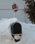 wood crafted football mailbox finial